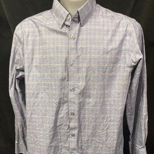 Hart Schaffner Marx Shirt Blue Plaid Long Sleeve Button Front Oxford Mens Reg XL